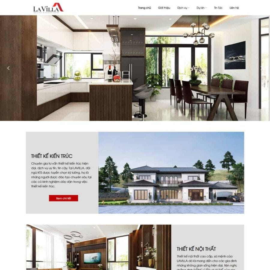Mẫu website wordpress giới thiệu công ty thiết kế kiến trúc, nội thất giống Ahome