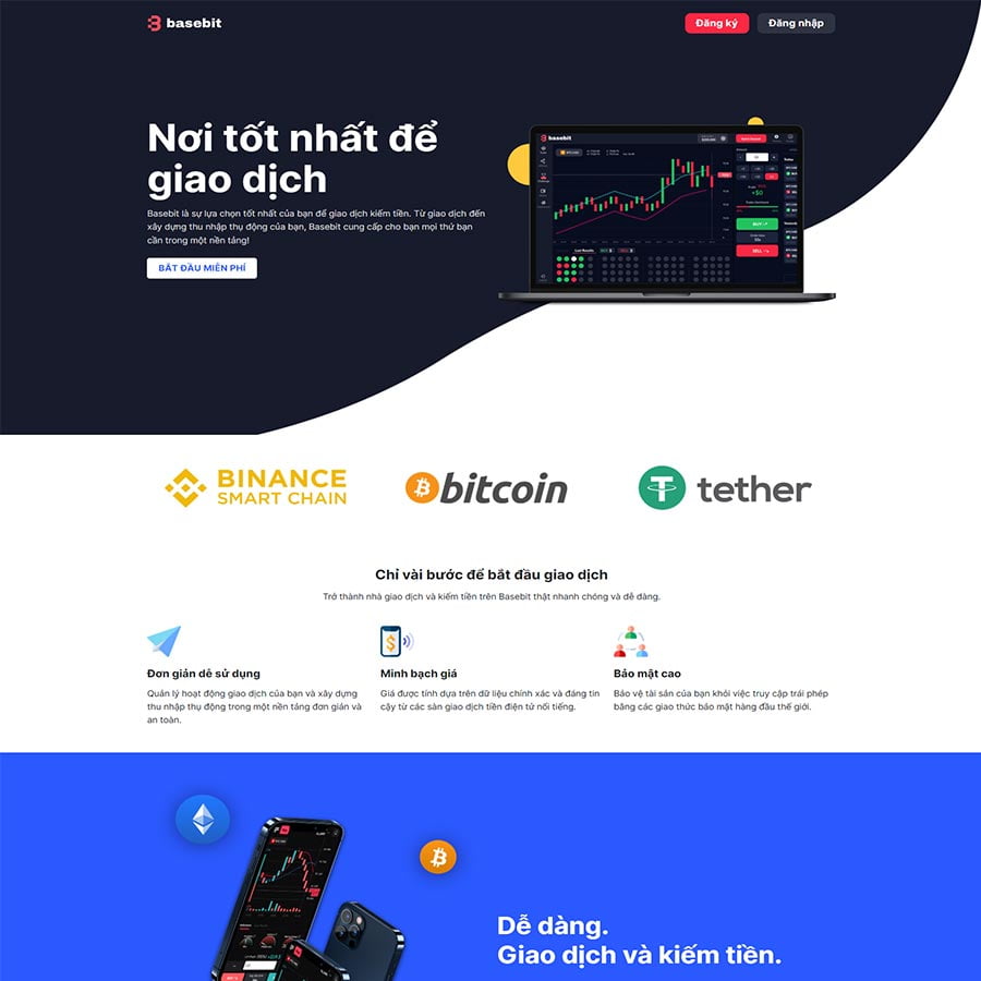 Mẫu website wordPress giới thiệu sàn giao dịch BO 03