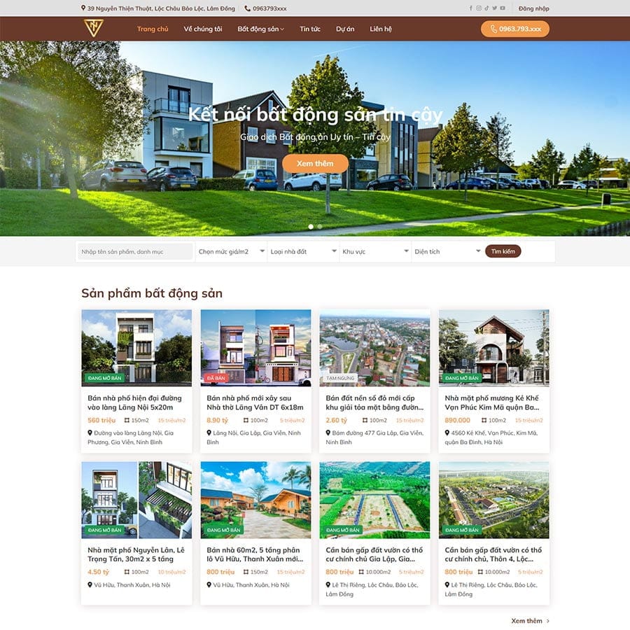 Mẫu website WordPress bất động sản 36