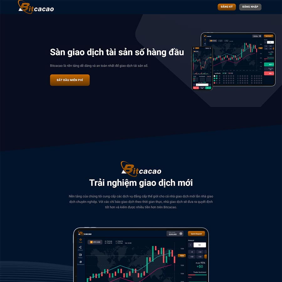 Mẫu website WordPress giới thiệu sàn giao dịch BO