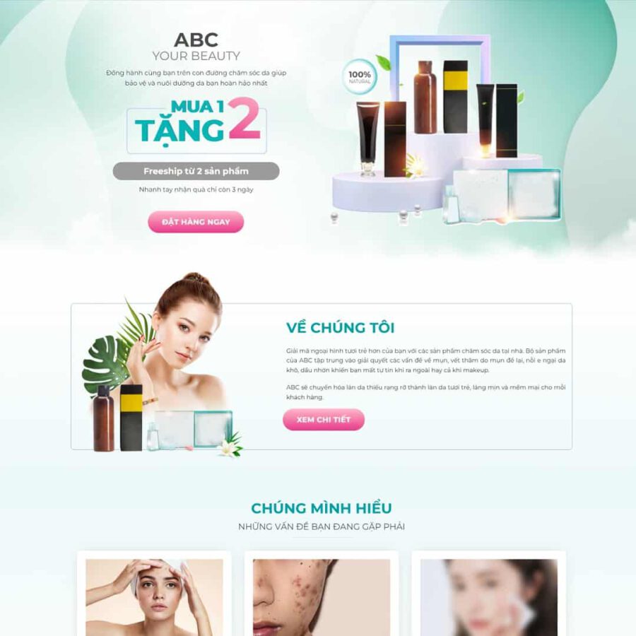 Mẫu website WordPress Landing page mỹ phẩm