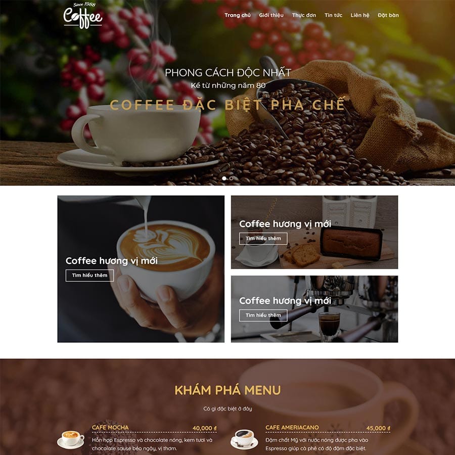 Mẫu website WordPress bán cafe 03