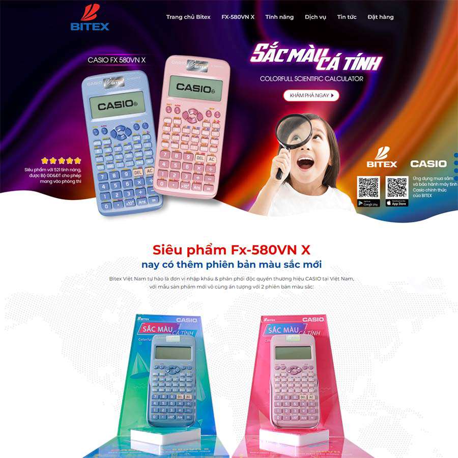 Mẫu website WordPress bán máy tính casio