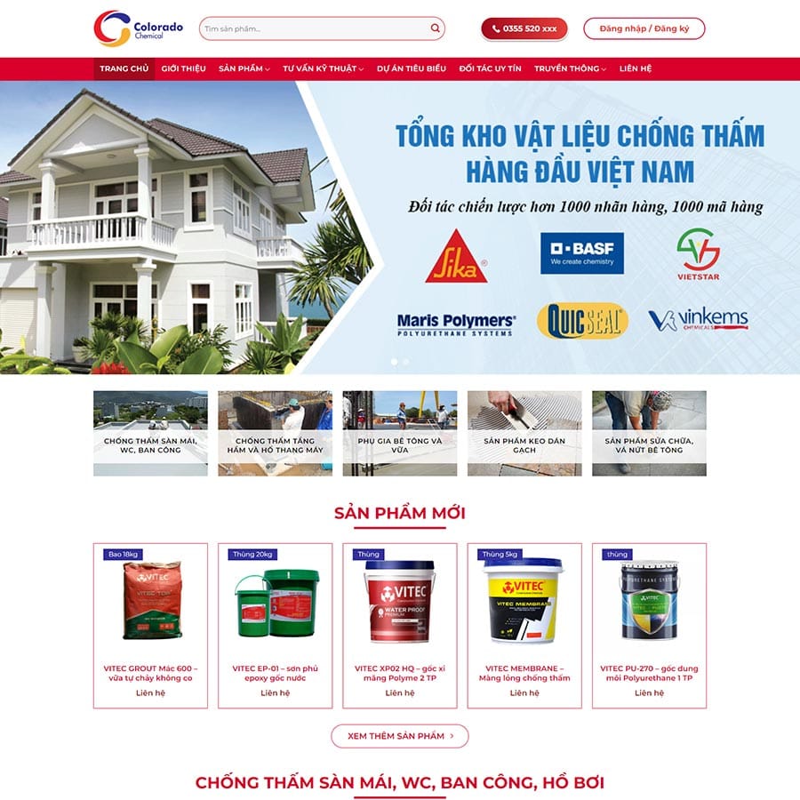 Mẫu website WordPress cung cấp sơn chống thấm