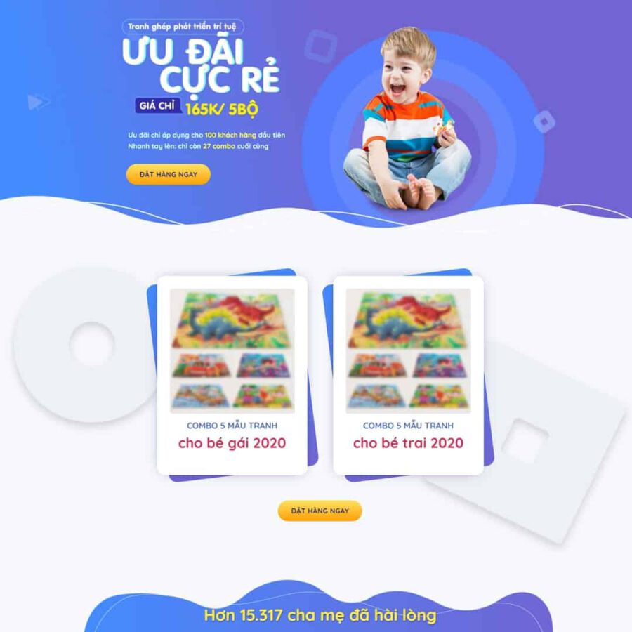 Mẫu website WordPress Landing page đồ chơi xếp hình