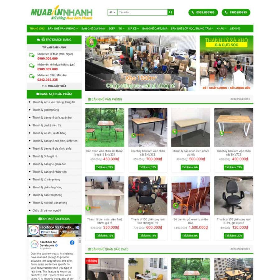 Mẫu website WordPress bán nội thất, đồ cũ