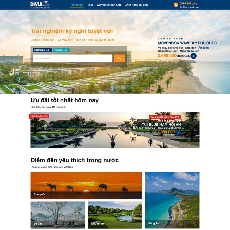 Mẫu website WordPress du lịch 22 (giống ivivu)