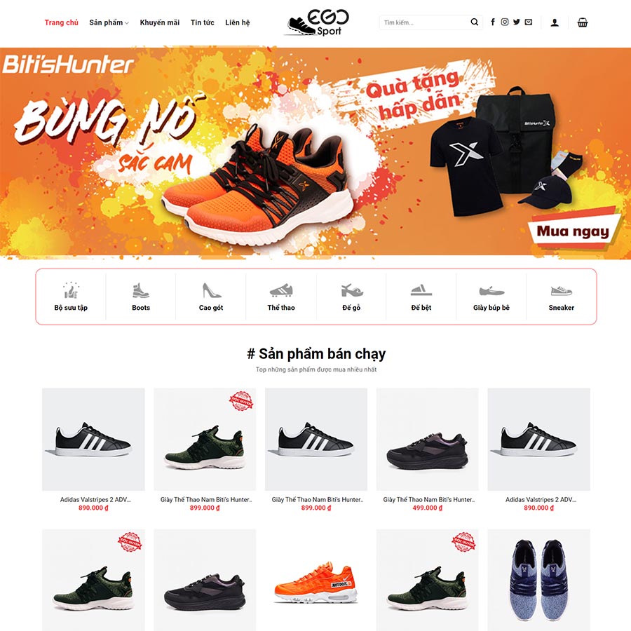 Mẫu website WordPress bán giày thể thao