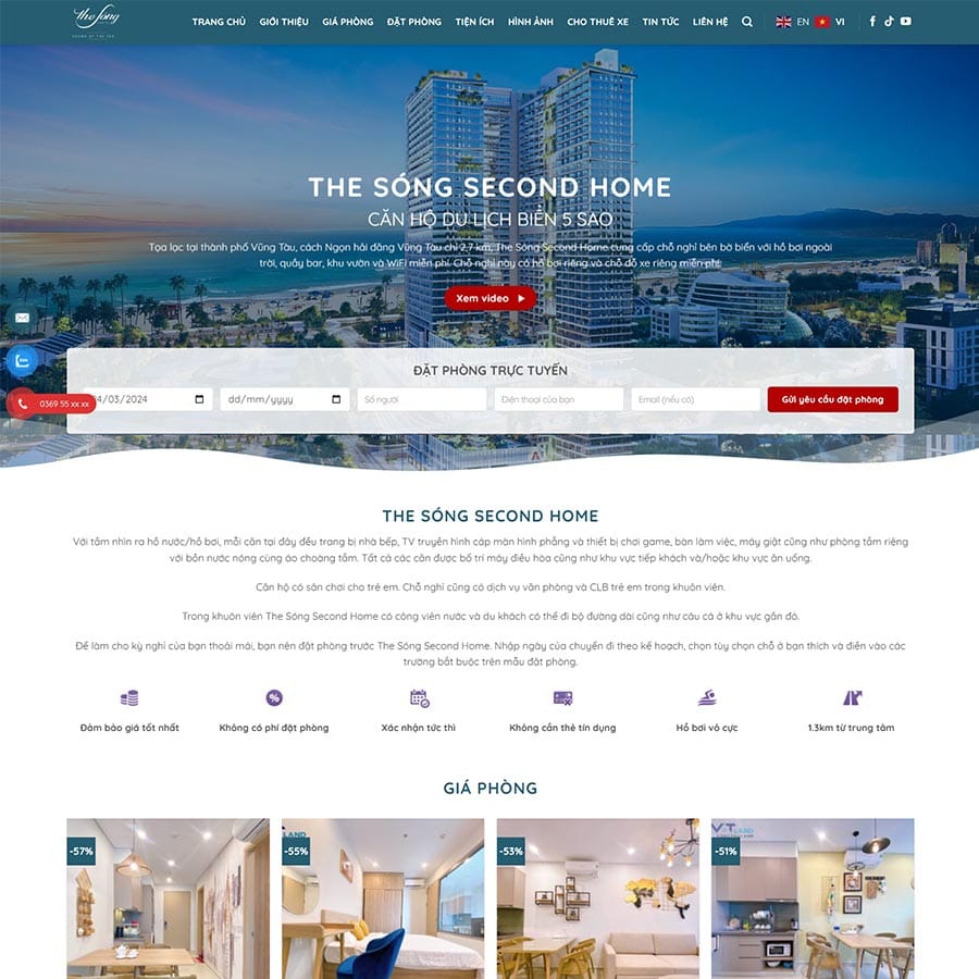 Mẫu website WordPress giới thiệu homestay