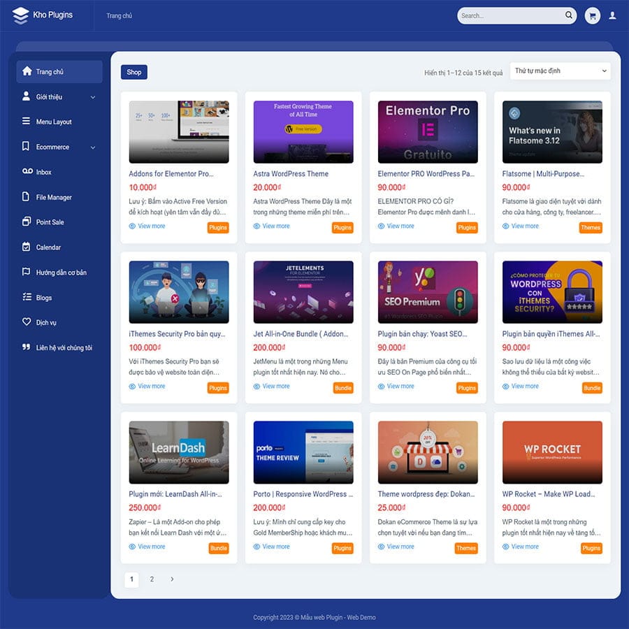 Mẫu website WordPress bán plugin, theme