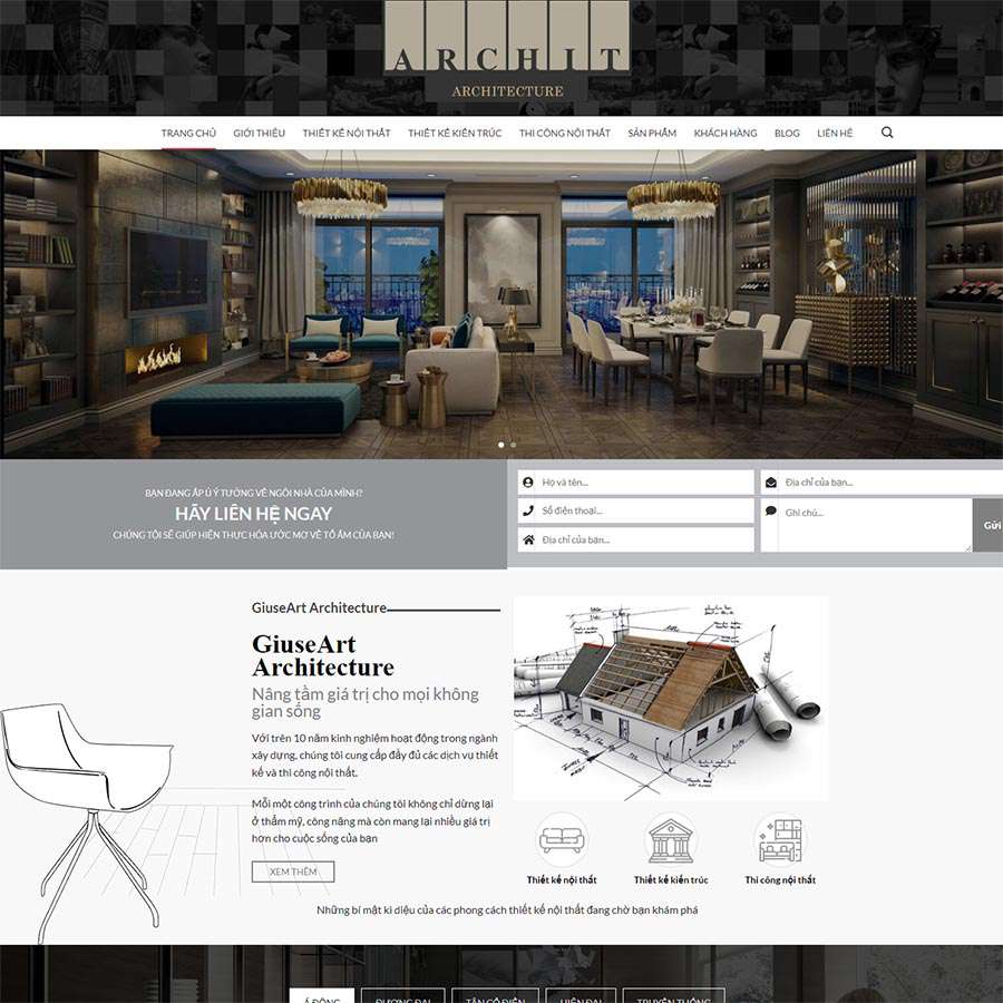Mẫu website WordPress công ty kiến trúc 02