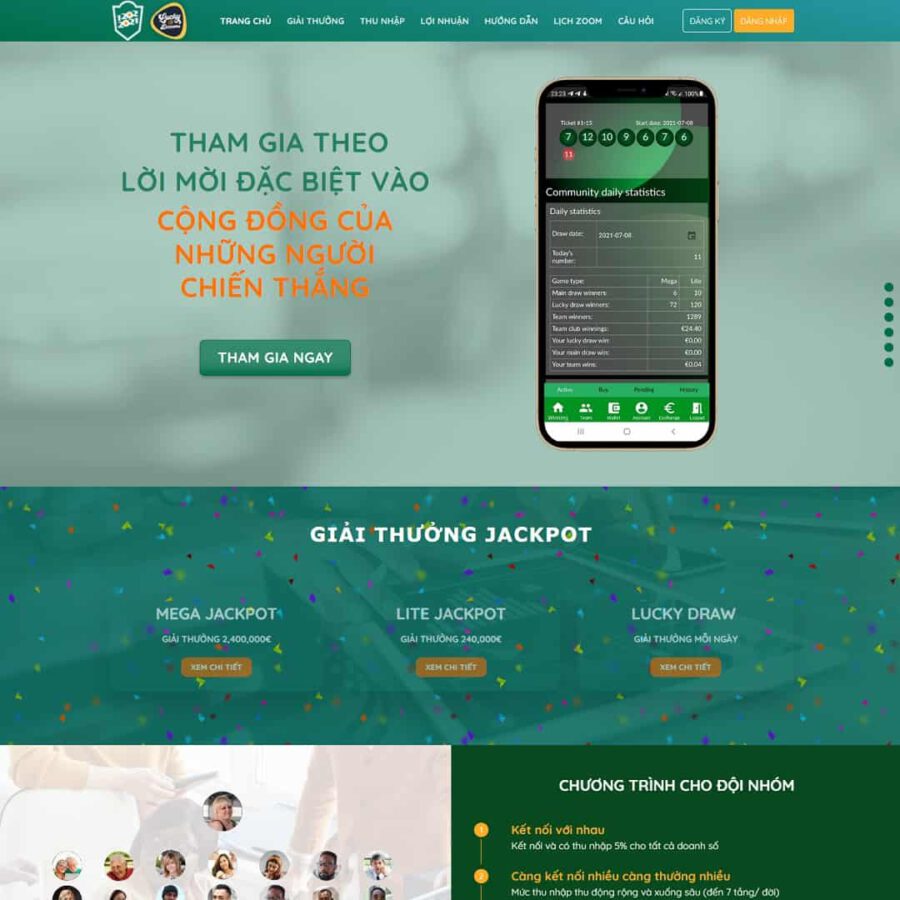 Mẫu website WordPress giới thiệu đầu tư xổ số luckydozens