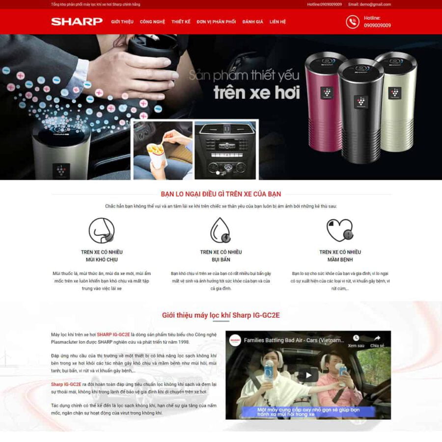 Mẫu website wordPress landing page giới thiệu máy lọc khí