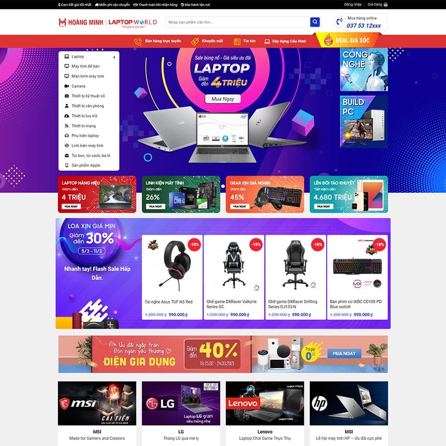 Mẫu website WordPress bán máy tính, laptop 03