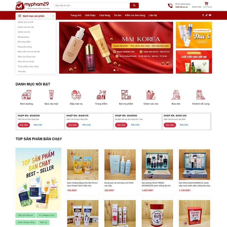 Mẫu website WordPress mỹ phẩm 23