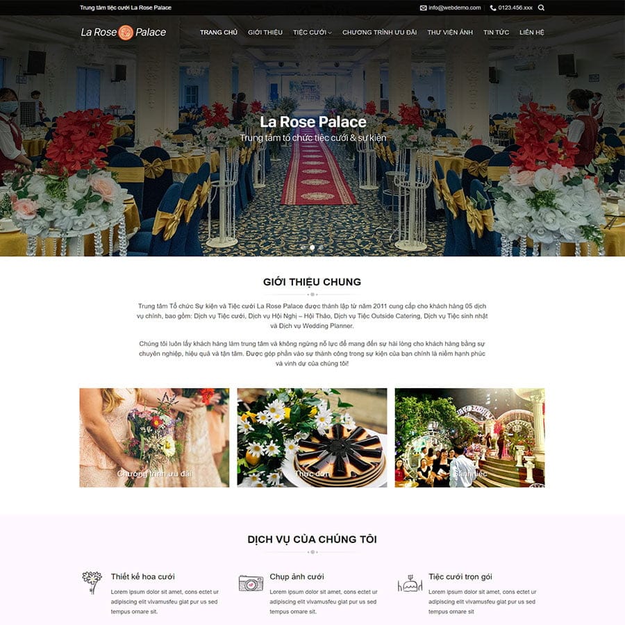 Mẫu website WordPress nhà hàng tiệc cưới