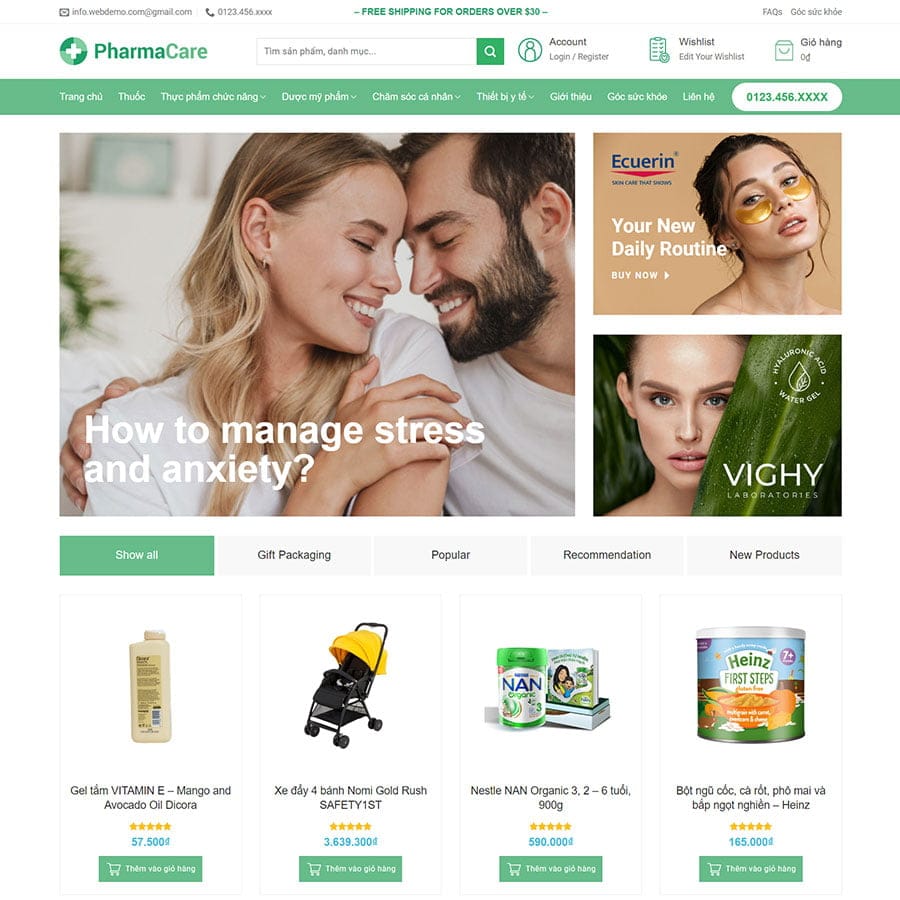 Mẫu website WordPress nhà thuốc 03