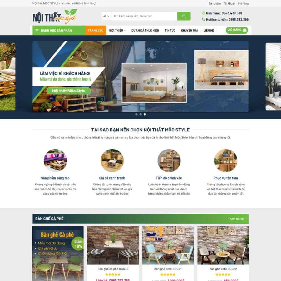Mẫu website WordPress bán hàng bàn ghế, nội thất