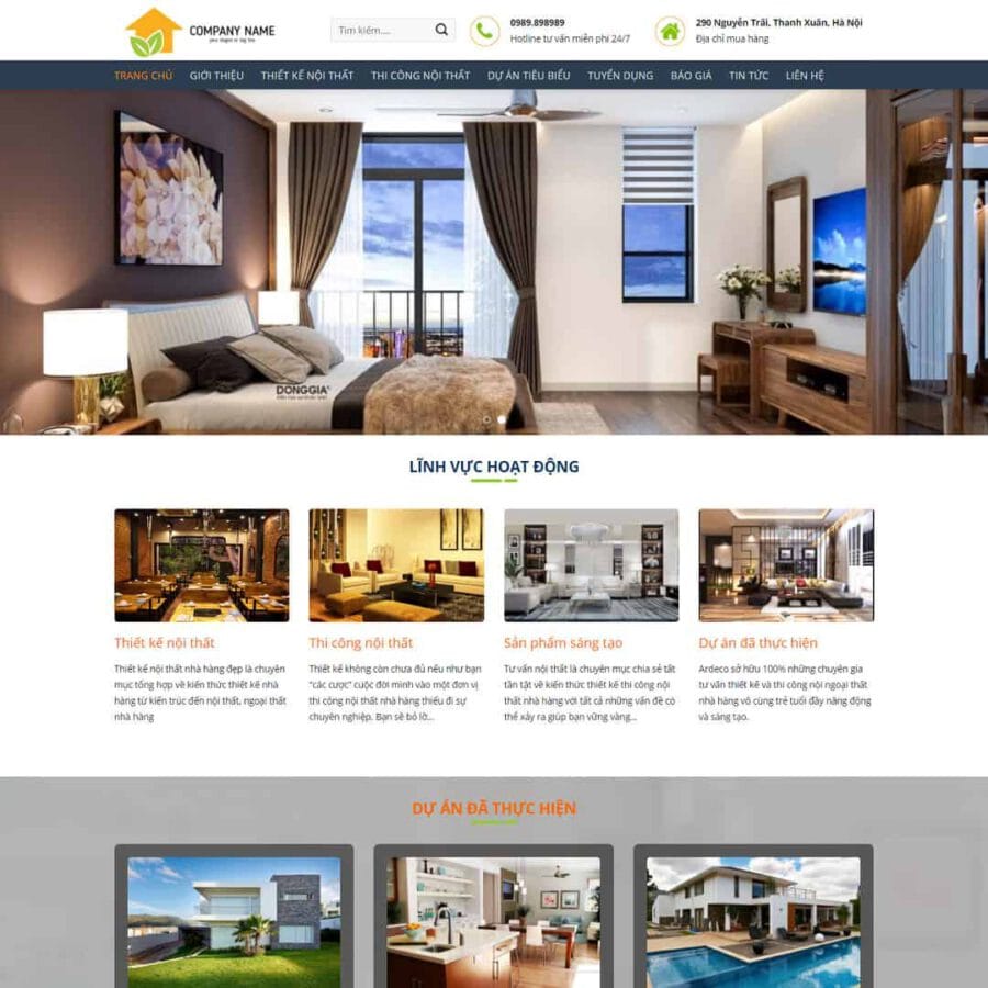 Mẫu website WordPress công ty thiết kế, thi công nội thất 03