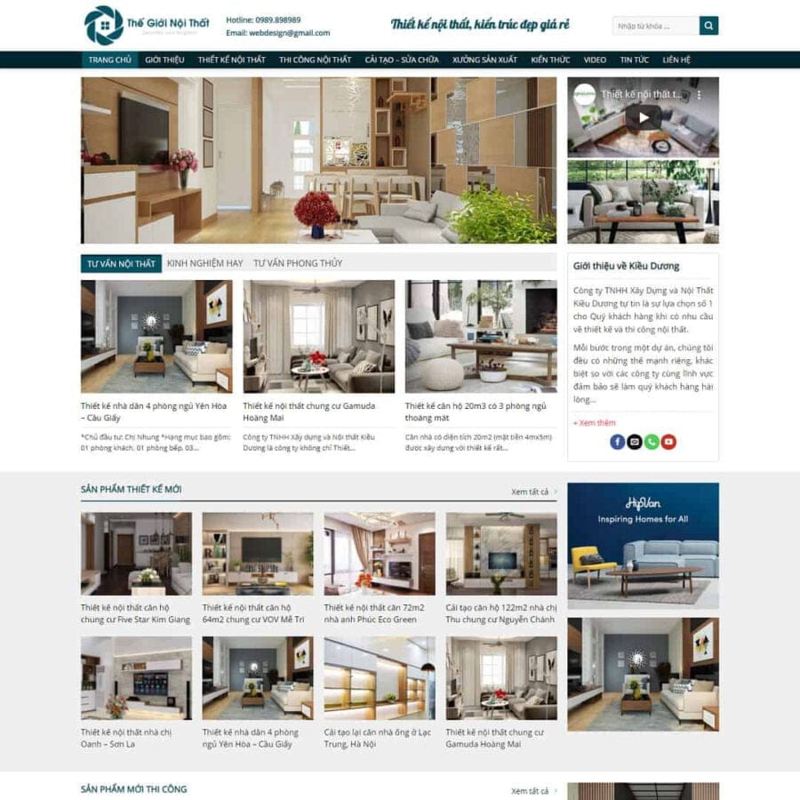 Mẫu website WordPress công ty thiết kế, thi công nội thất 04