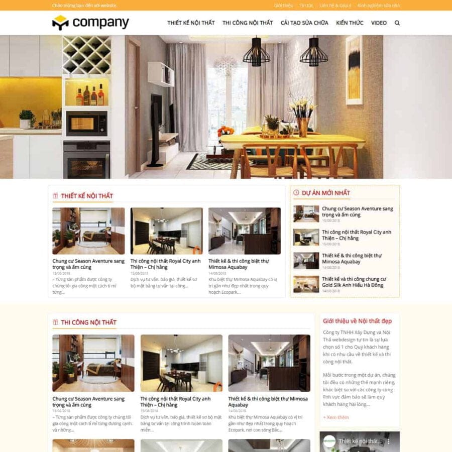 Mấu website WordPress công ty thiết kế, thi công nội thất 05