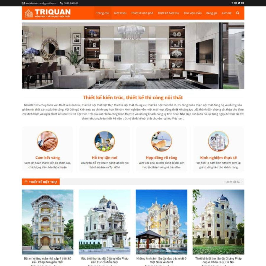 Mẫu website WordPress công ty thiết kế kiến trúc, nội thất