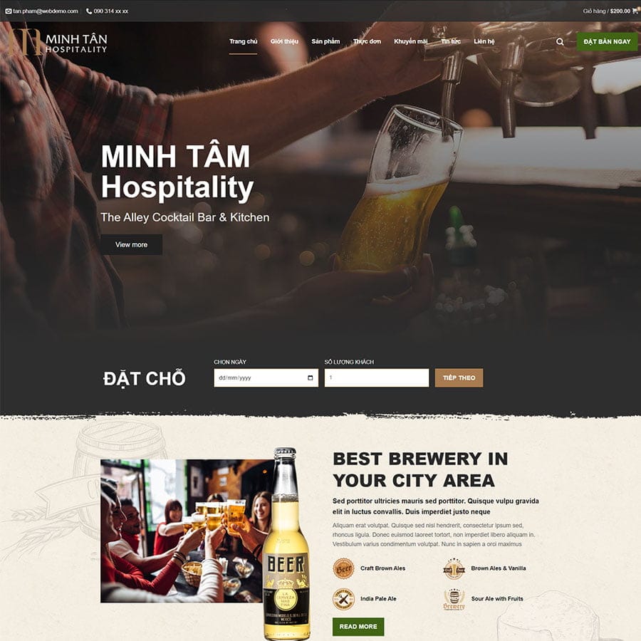 Mẫu website WordPress bán bia rượu