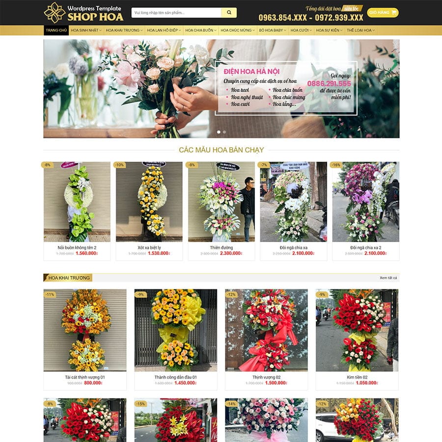 Mẫu website WordPress cửa hàng bán hoa 04