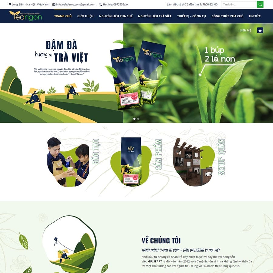 Mẫu website wordpress bán nguyên liệu trà sữa 02