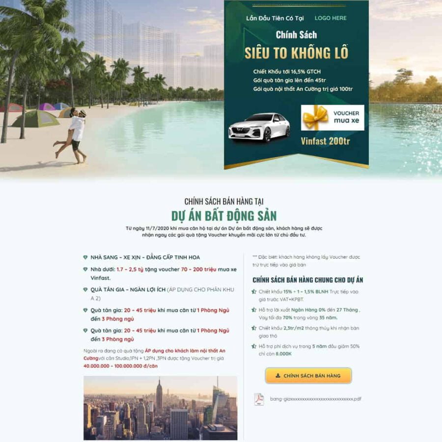 Mẫu website WordPress landing page dự án bất động sản