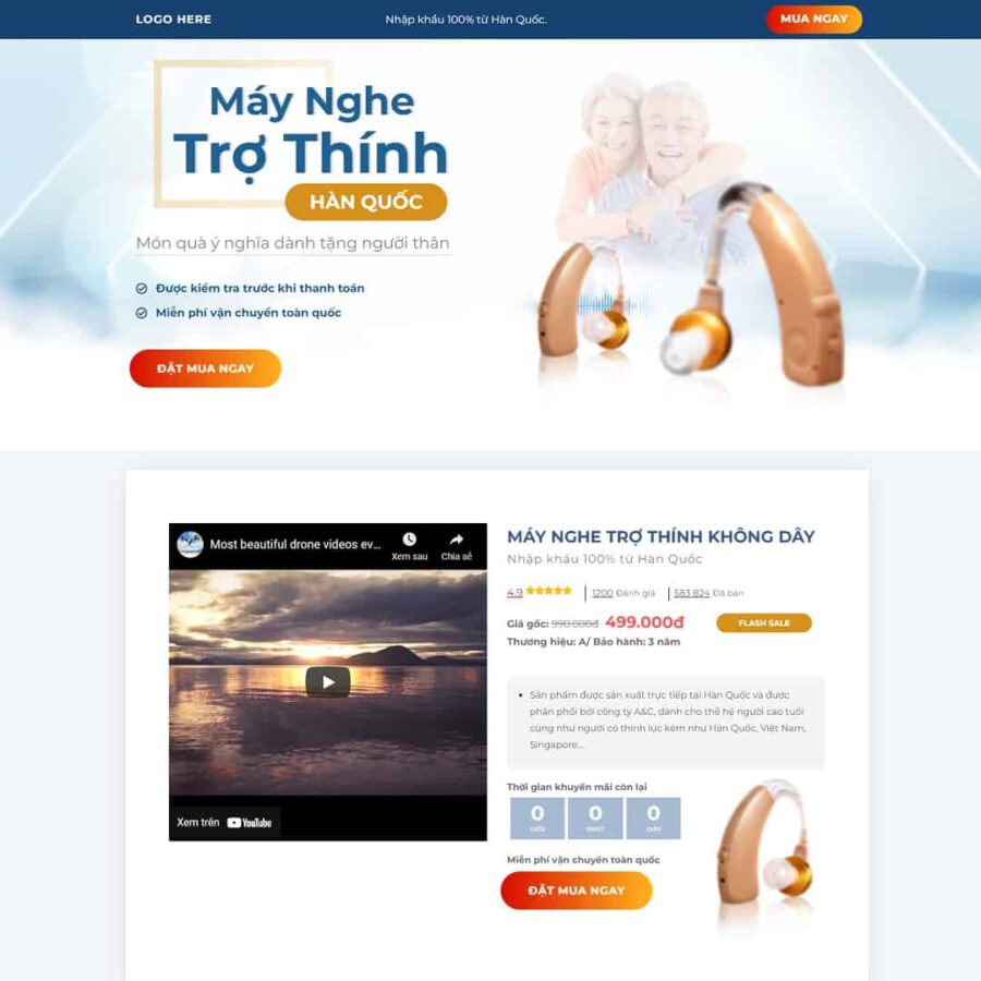 WordPress landing page máy nghe trợ thính