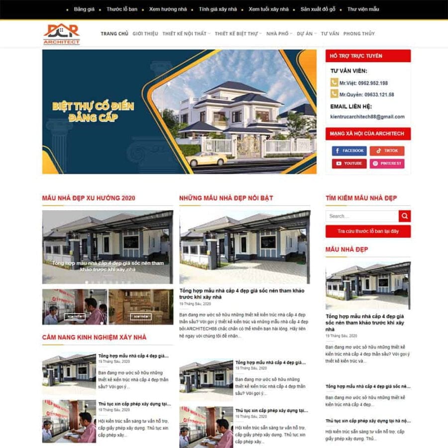Mẫu website WordPress kiến trúc, xây dựng 03