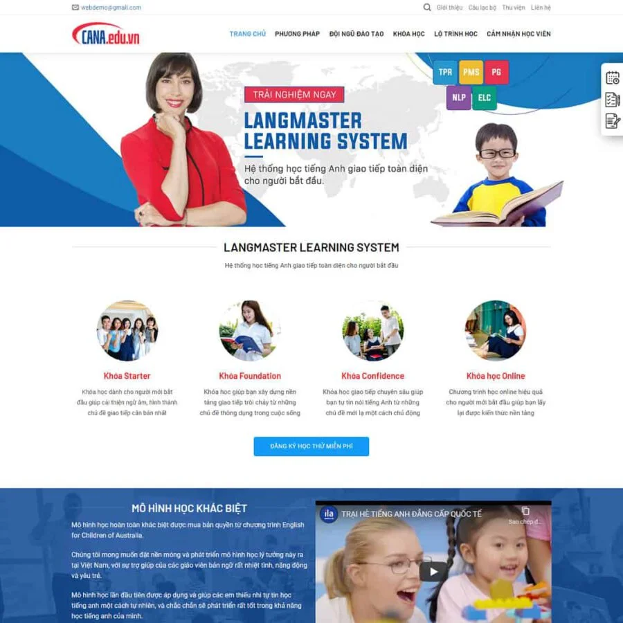 Mẫu website WordPress giới thiệu khóa học tiếng anh