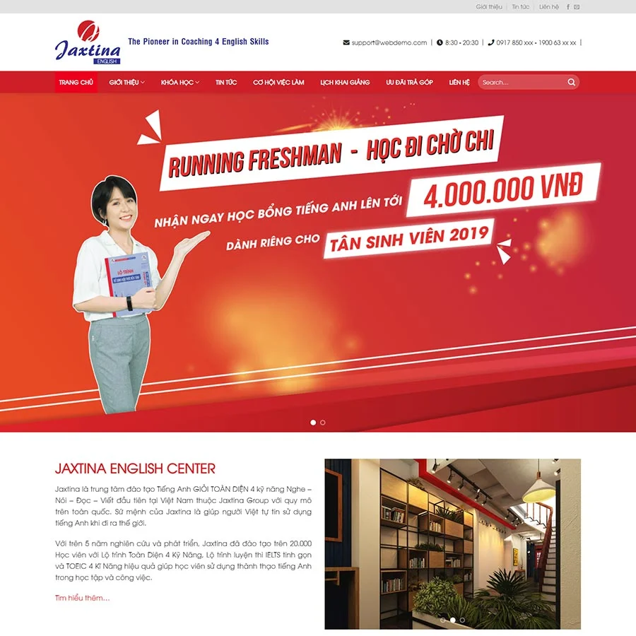 Mẫu website WordPress trung tâm học tiếng anh