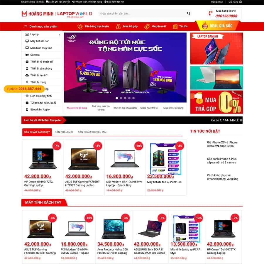 Mẫu website WordPress bán máy tính, laptop