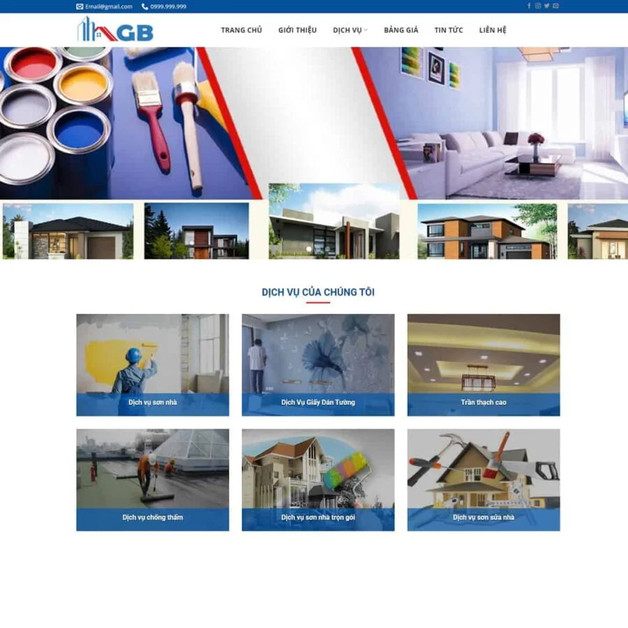 Mẫu website WordPress dịch vụ sơn nhà, sửa nhà