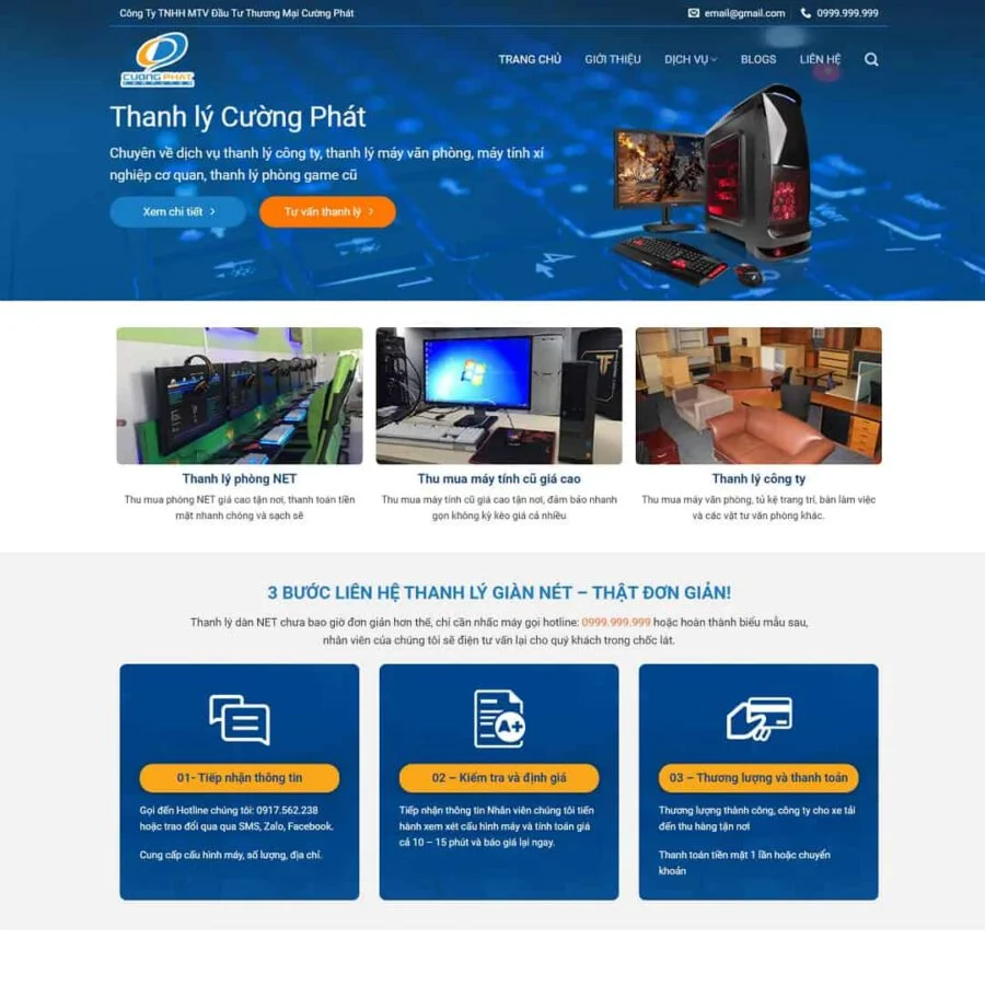 Mẫu website WordPress thu mua Máy Tính