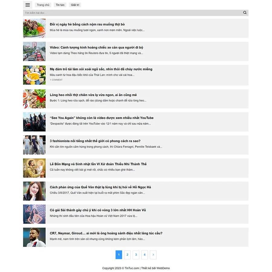 Mẫu website WordPress tin tức cho mobile 24