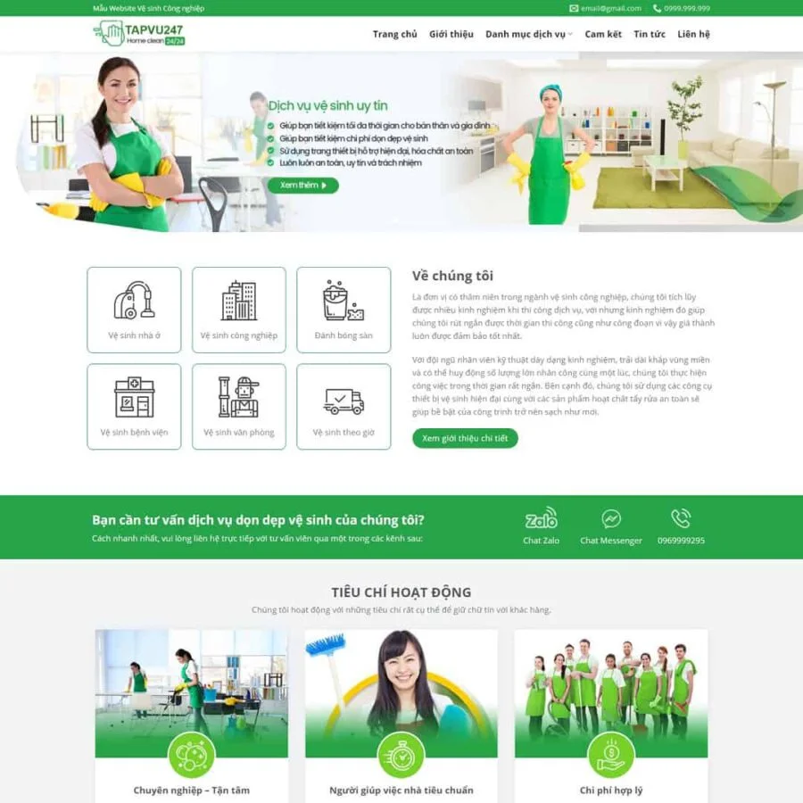 Mẫu website WordPress dịch vụ vệ sinh, dọn dẹp nhà cửa